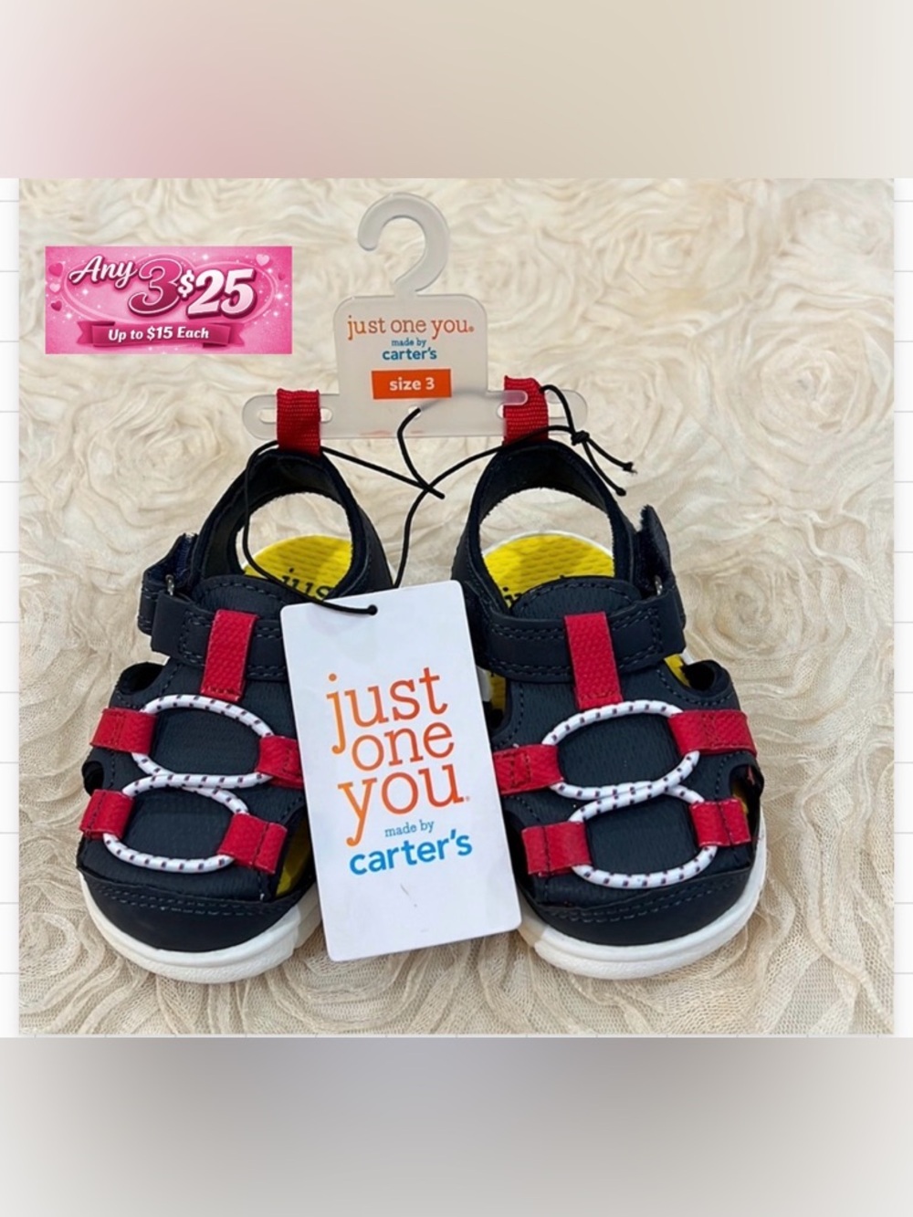 Carters Red White & Blue infant sandals size 3 💥Any3for $25